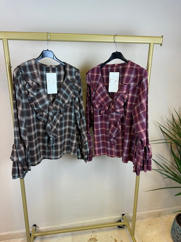 Blusa Cuello Volante y Manga Volante