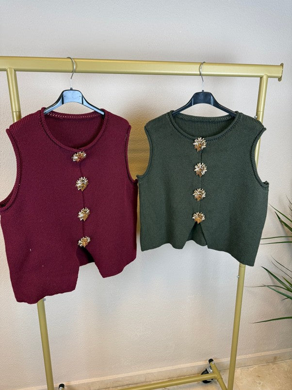 Chaleco Punto Botones Dorados